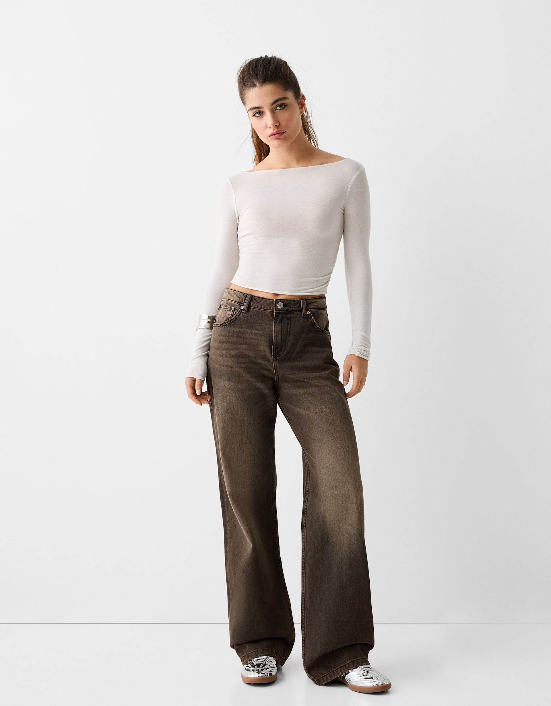 CALÇA JEANS WIDE LEG BROWN NOISE