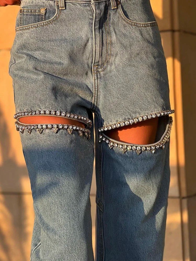 CALÇA JEANS WIDE DIAMOND Y2K NOISE