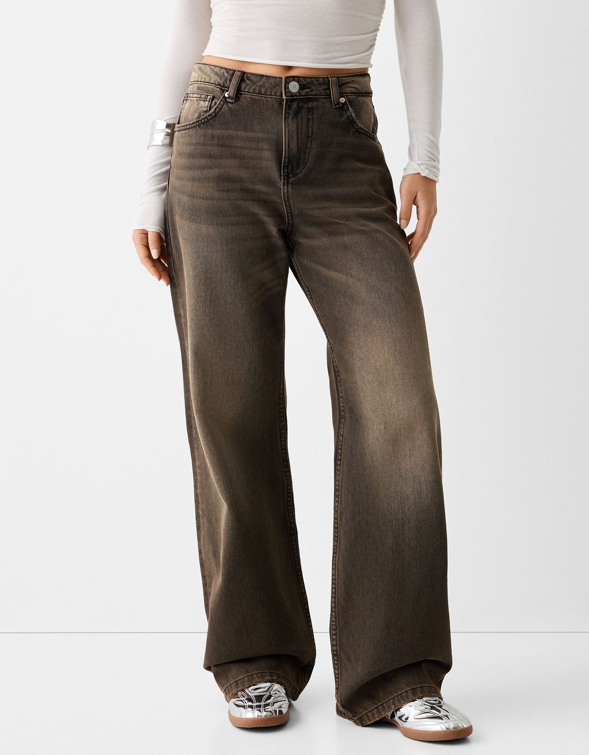 CALÇA JEANS WIDE LEG BROWN NOISE