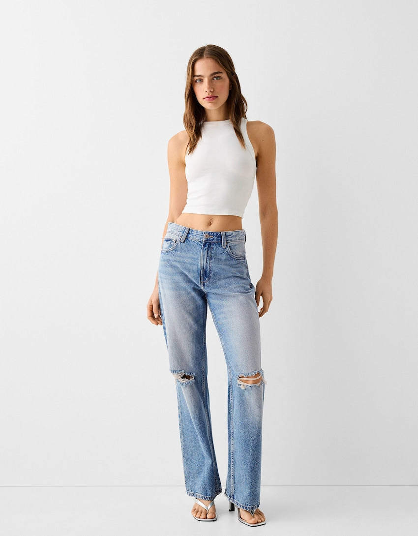 CALÇA JEANS RIPPED WIDE LEG NOISE