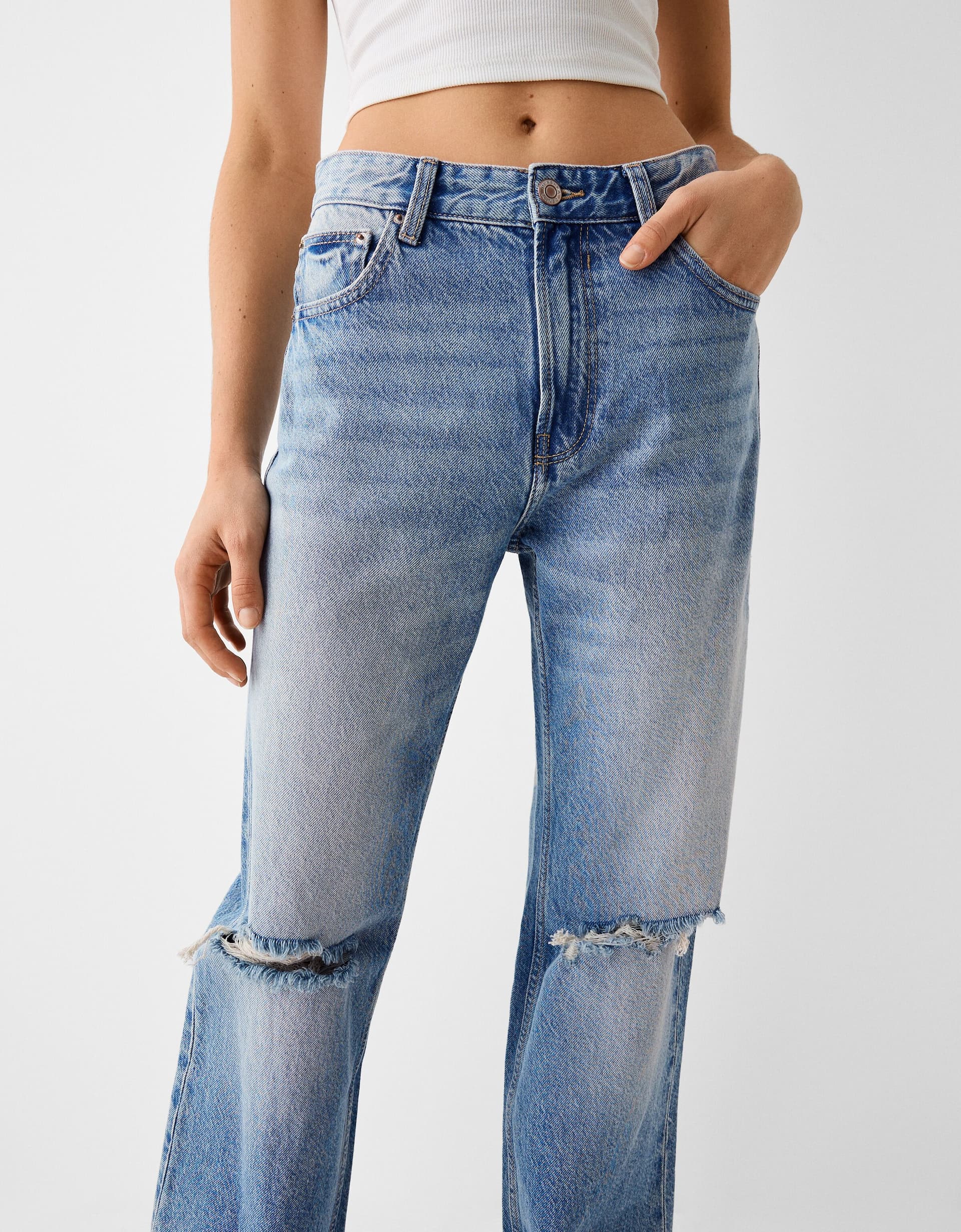 CALÇA JEANS RIPPED WIDE LEG NOISE